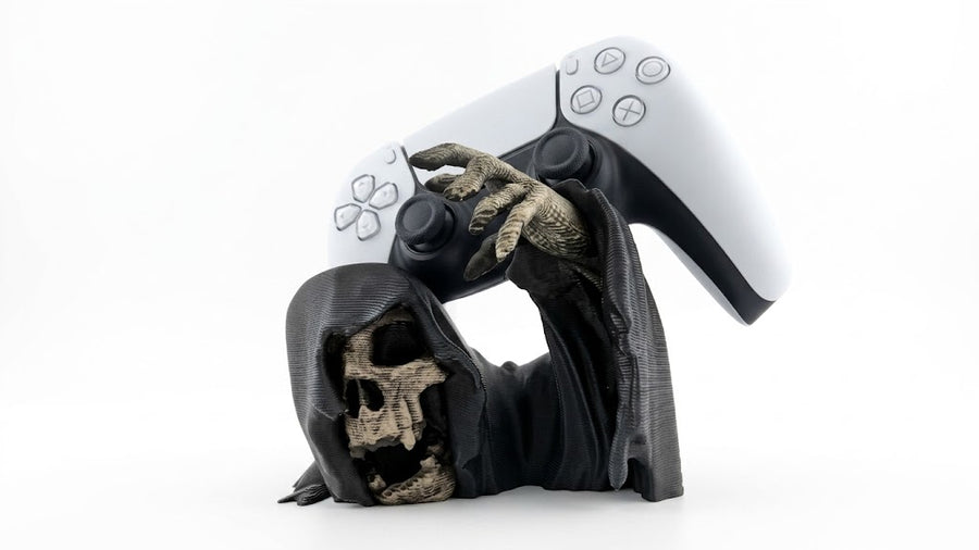 Grim Reaper PS5 Controller Stand – Gothic Skull Gaming Display Holder