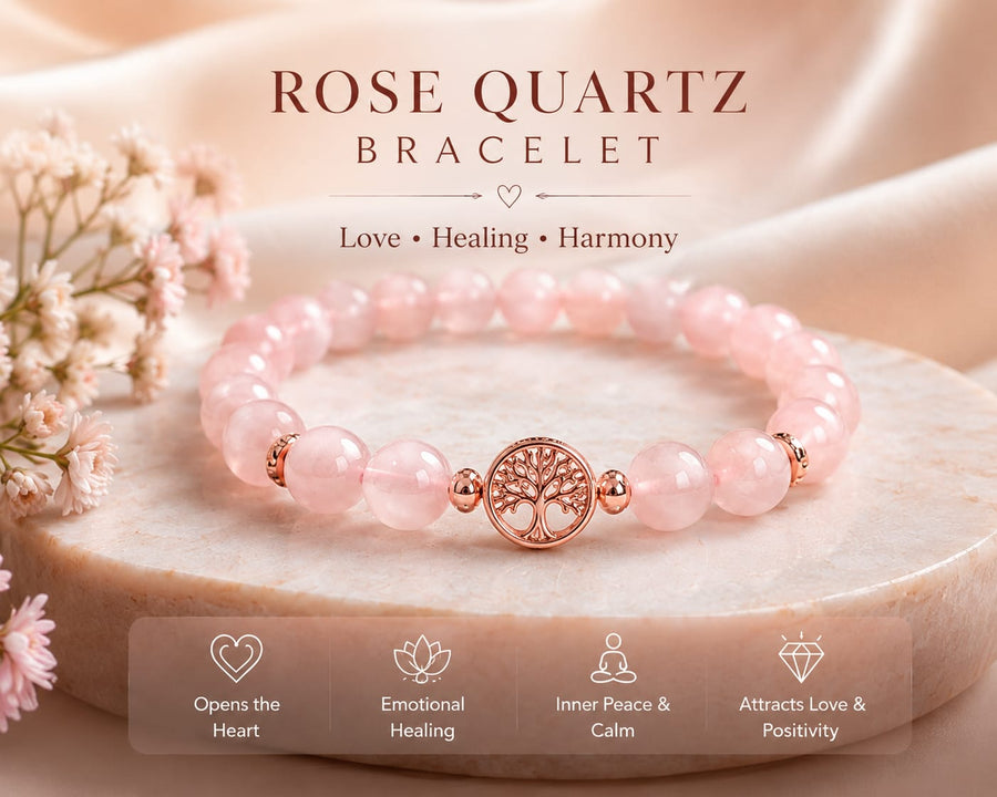 Rose Quartz Bracelet | Love, Harmony & Heart Chakra Crystal Jewelry