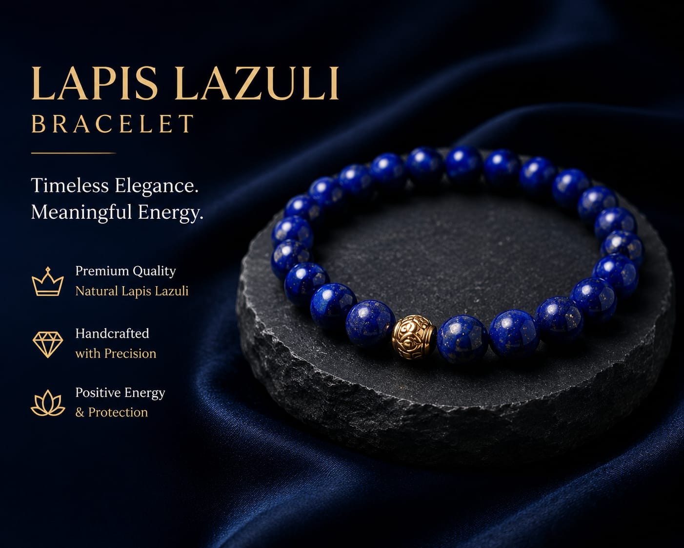 Lapis Lazuli Bracelet | Wisdom, Clarity & Throat Chakra Crystal Jewelry