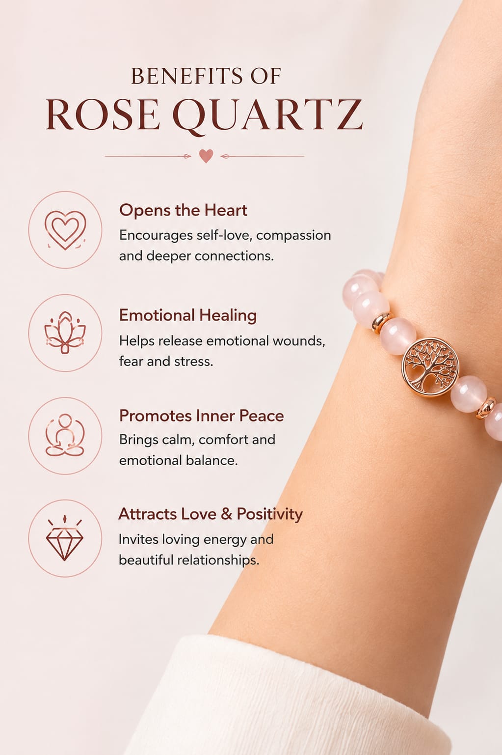 Rose Quartz Bracelet | Love, Harmony & Heart Chakra Crystal Jewelry