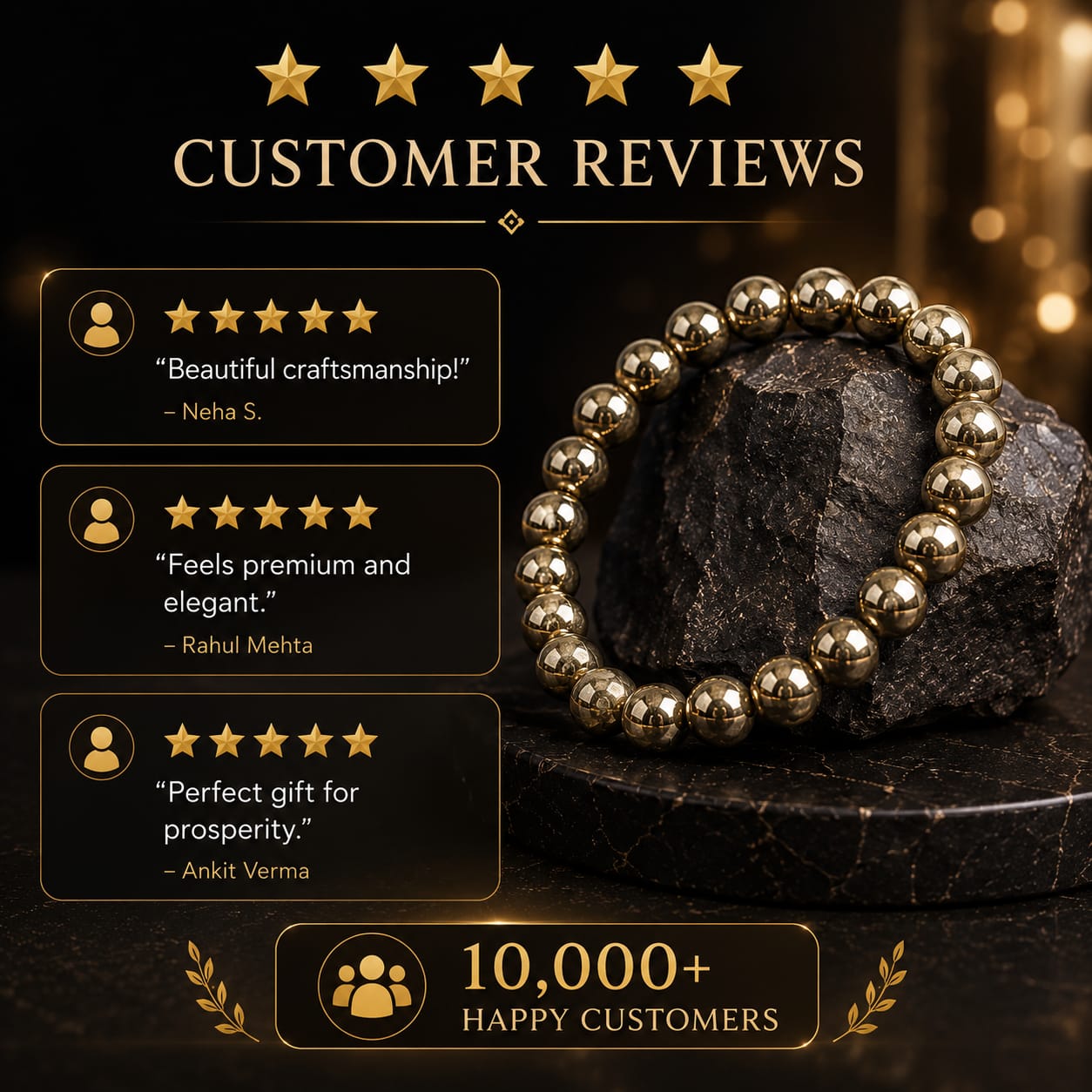 Premium Natural Pyrite Bracelet | Genuine Golden Gemstone for Prosperity & Confidence