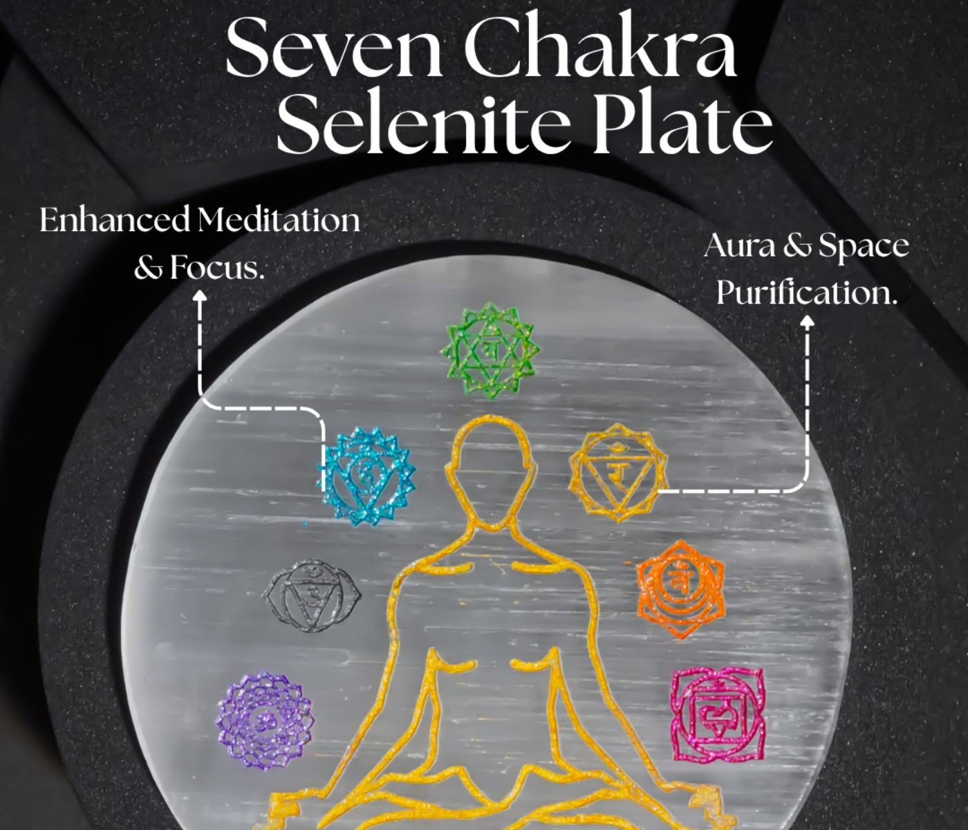 7 Chakra Selenite Plate