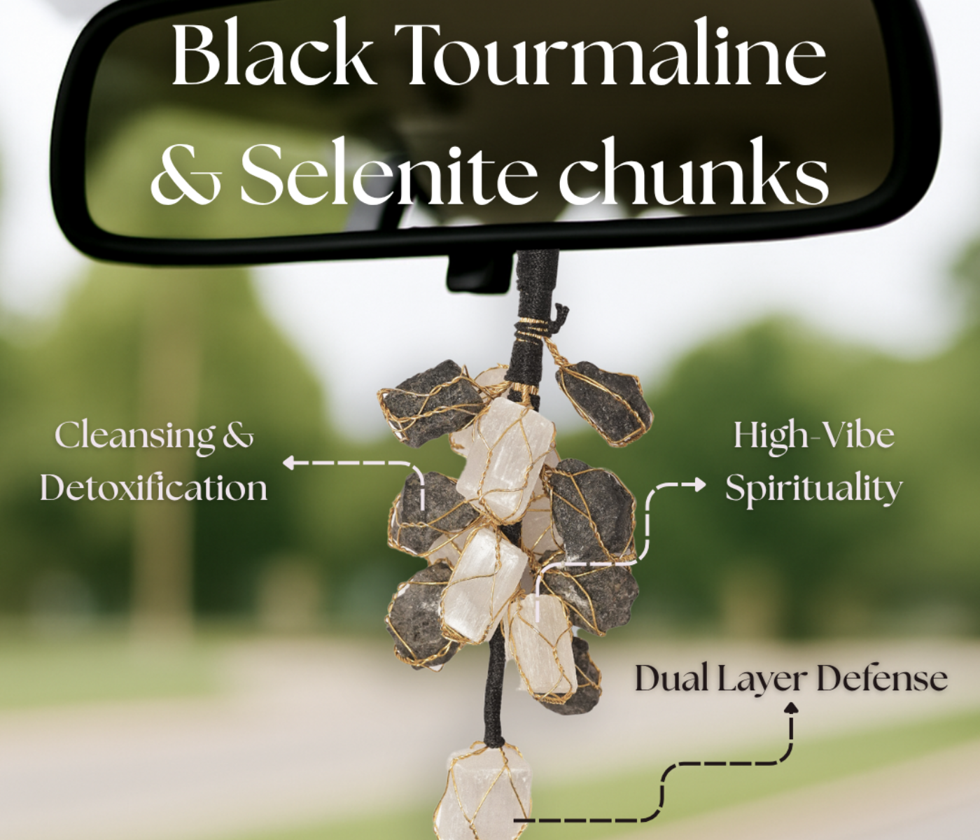 Selenite + Black Tourmaline Chunks