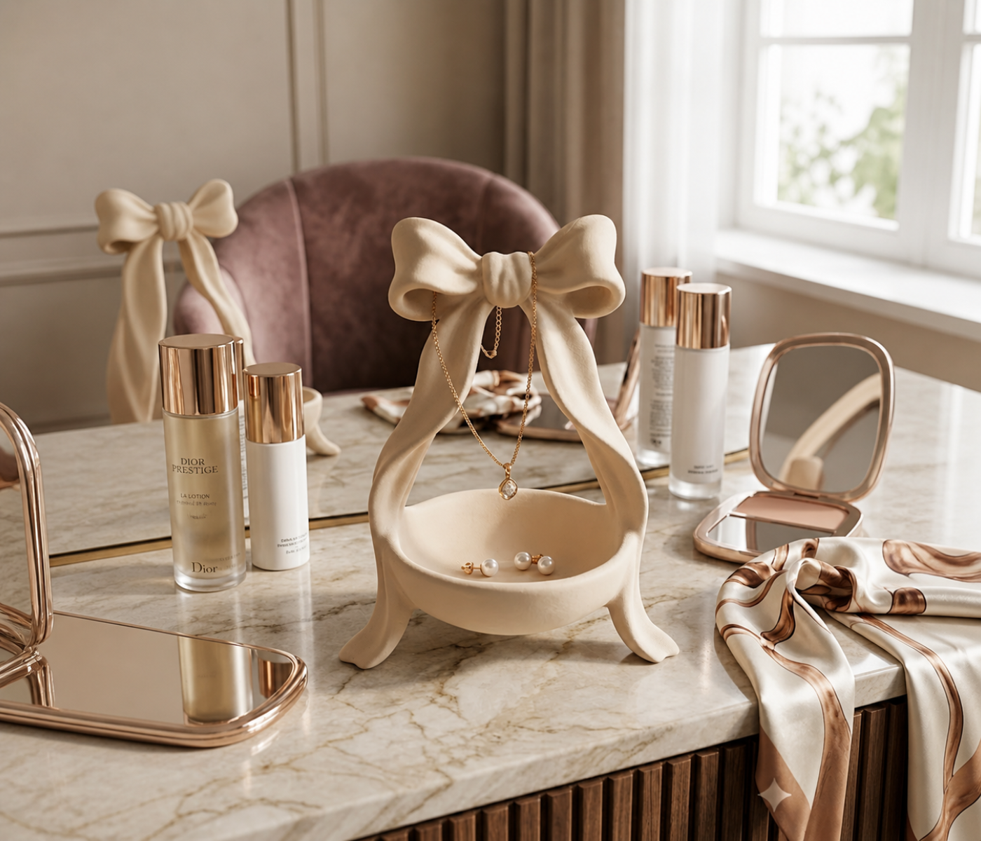 Bow Neclace and jewellery organizer