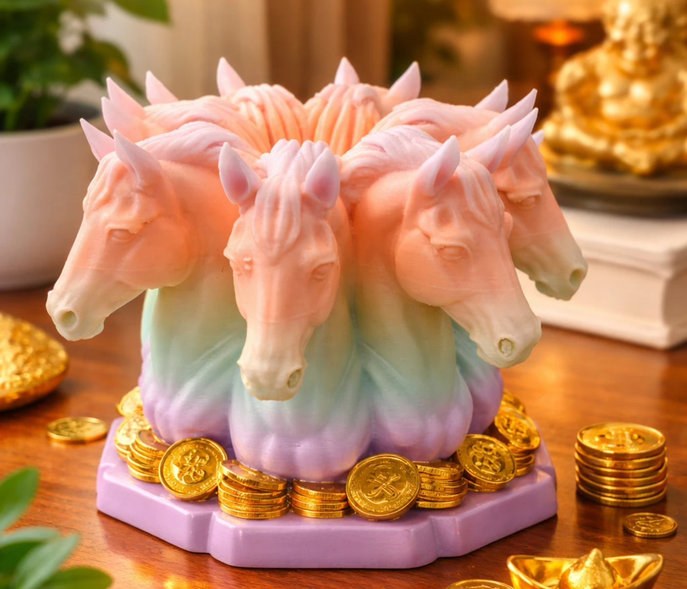Seven - Faced Rainbow Horse Sculpture