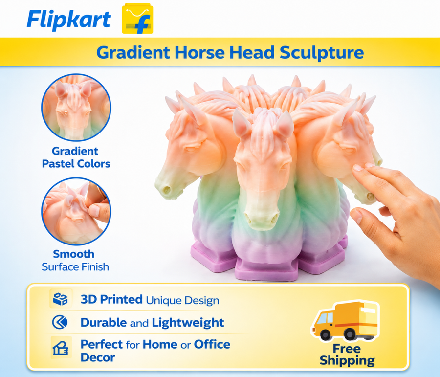 Seven - Faced Rainbow Horse Sculpture